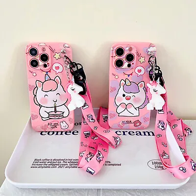 For IPhone Samsung +3D Doll Holder Neck Strap Girl Phone Case Cover Back Unicorn • $8.76