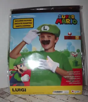 Disguise  Super Mario Luigi Kids Costume Accessories Hat Gloves Age 4+ Play • $19.97