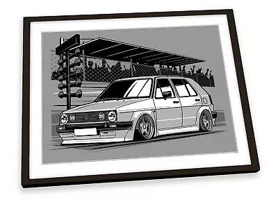 VW Golf Mk2 Car FRAMED ART PRINT Picture Poster Artwork • $64.99