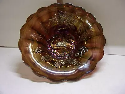 Millersburg Amethyst Peacock Large Flared Carnival Glass Bowl • $325