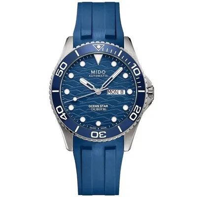 New Mido Ocean Star 200C Blue Dial Rubber Strap Men's Watch M0424301704100 • $957