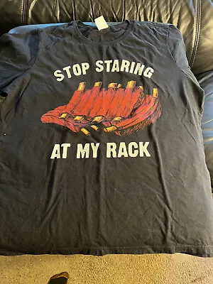 Barbecue BBQ Lovers T Shirt Stop Staring At My Rack 2xl Ladies Big Meaty Ribs • $12