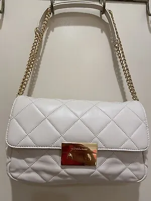 MICHAEL KORS Sloan Off-White Quilted Soft Leather  Double Chain Handbag LARGE • $100