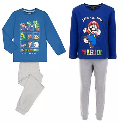 £8.95 • Buy Boys Super Mario Pyjamas PJs Long Sleeve Top & Bottom Kids Age 3 - 8 Years