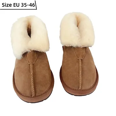 100% Sheepskin Wool Moccasins Slipper Winter Casual Genuine Slip On UGG Non-Slip • $52.99
