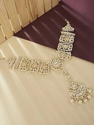 Indian Bollywood Gold Plated Kundan Choker Bridal Tikka Tika Mang Jewelry Setbe • $22.99