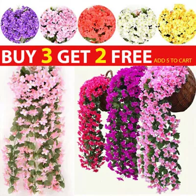 Artificial Fake Hanging Flowers Vine Plant Home Garden Decor Indoor Outdoor UK • £4.88