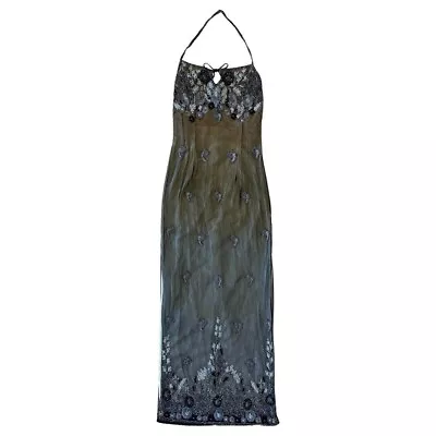 Vintage Beaded Prom Dress Formal Je Matadi Sean Mehta Silk Black Size L • $240