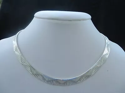 Vintage 925 Sterling Silver Mesh Graduated Choker Necklace 26 Grams 17 Inches • $45