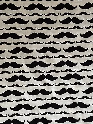 David Textiles Large & Small Mustache Rows On Light Cream Background Fabric 1yd • $7.95
