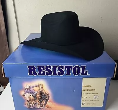 Vintage Resistol Casey 07 Black 6X Beaver Cowboy Hat Mens Size 7 LO 4  Brim EUC • $179.99