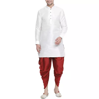 Men's Dhoti Kurta Pant Set Silk Blend Ethnic Kurta Pyjama For Wedding Wear Dress • $24.31