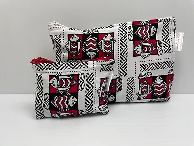 Tribal Red Black & White Fish Print Reusable Bag Lolly Stash Handmade Australia • $7.50