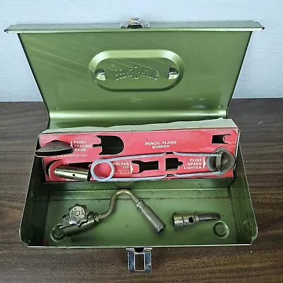 Vintage BernzOMatic Propane Brass Torch Kit W Metal Carrying Case Tool Box 5 Pc • $34.99