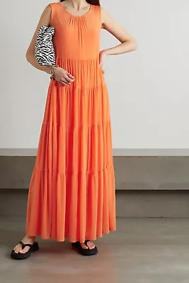 $62 • Buy Staud Benedetta Orange Mesh Maxi Dress Size S *Shell Only, Missing Slip
