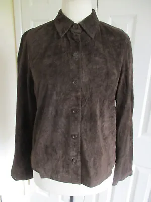 Zum Zum -Retro Brown Suede Fully Lined Button Up Shirt/jacket- Size M • £17.75