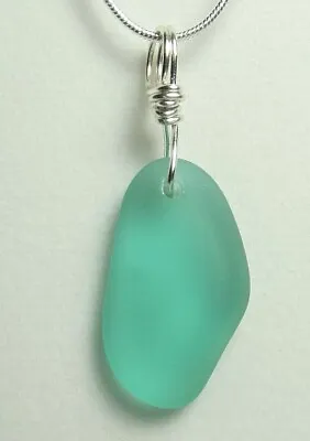 AUTUMN GREEN  Sea Glass Pebble/chunk Jewelry Handmade Pendant Necklace • $18