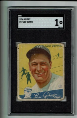 $2800 • Buy 1934 Goudey #37 Lou Gehrig SGC 1 Poor HOF NYY Yankees