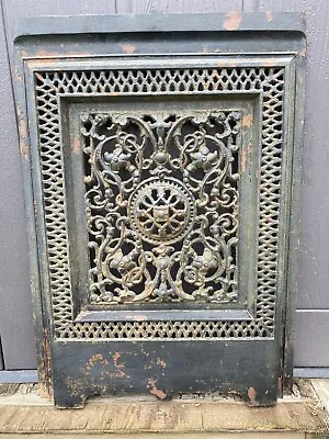 Vintage Ornate Cast Iron Fireplace Cover Architectural Salvage • $180