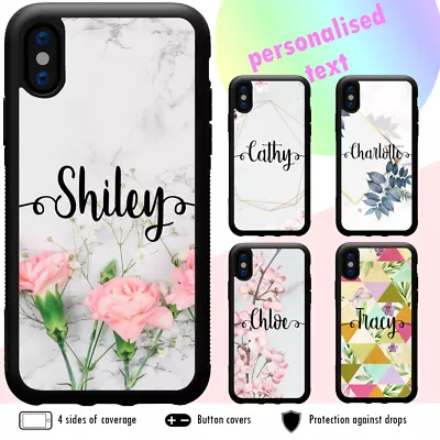 $15.99 • Buy For IPhone 14 Pro Max 13 Pro 12 Shockproof Case Marble Flower Personalised Name
