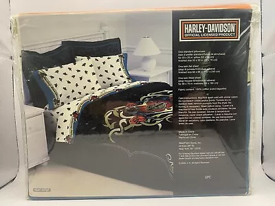 $41.25 • Buy Harley Davidson Twin Sheet Set Tattoo Heart HTF