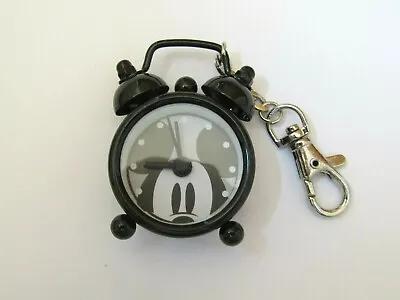 Disney Mickey Mouse Black Metal Mini Alarm Clock Watch Clip With Bell Mk4020 • £9.60