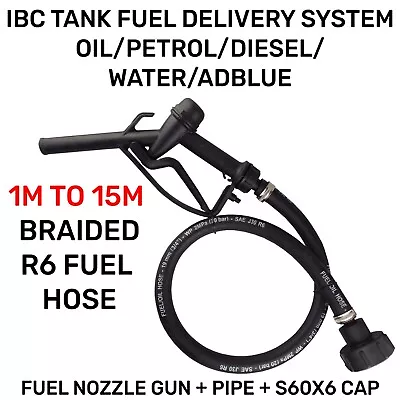 IBC Tank Fuel Delivery Kit Fitting Hose Nozzle Oil Water Diesel Adblu 1m-15m Kit • £29.99