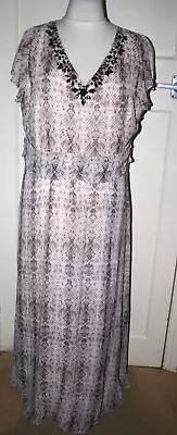 Bnwt Size 22 Changes By Together Brown Pink Maxi Length Dress With Beadeding • £3.99