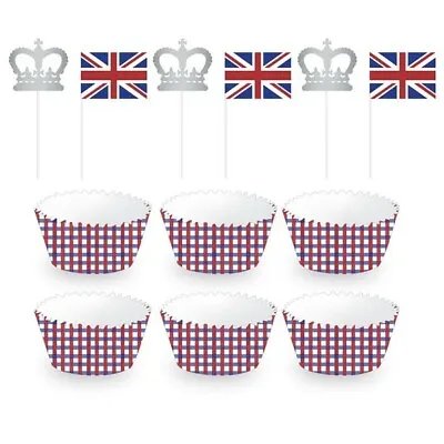£3.75 • Buy Amscan Union Jack Party A Day To Remember Cup Cake Kit & Toppers