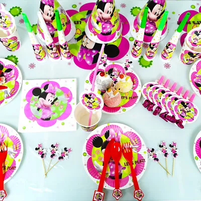 White Minnie Mouse Party Supplies Paper Cup Tableware Set Kids Birthday Decors • £5.49