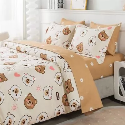 Jameswish Kids Bear Comforter Set Full Size 7 Piece Kawaii Animal Heart Beddi... • $86.74