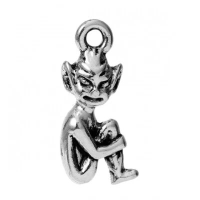 £3.49 • Buy 10 Cornish Pixie Elf Charms - Silver Tone - 20mm X 10mm - Halloween - J76686