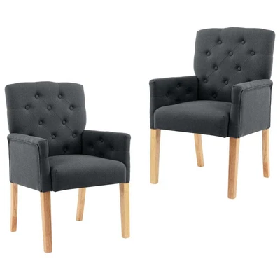 $452.99 • Buy Dining Chairs With Armrests 2 Pcs Grey Fabric VidaXL
