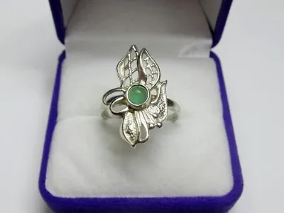 Vintage Russian Soviet Sterling Silver 925 Ring Chrysoprase Women's Jewelry 6.5 • $69