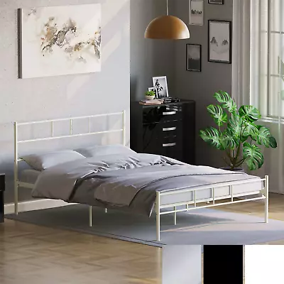 Metal Bed Frame 3ft 4ft6 5ft Double King Size Steel Bedstead Base Modern Bedroom • £41.99