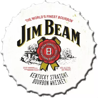 Jim Beam Bourbon Whiskey 35 Cm Bottle Top   Tin Metal Sign MAN CAVE Brand New • $24