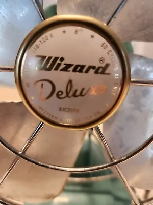 Vintage Art Deco Wizard Deluxe 8  Mini Electric Desk Fan Western Auto 6JC2000 • $69