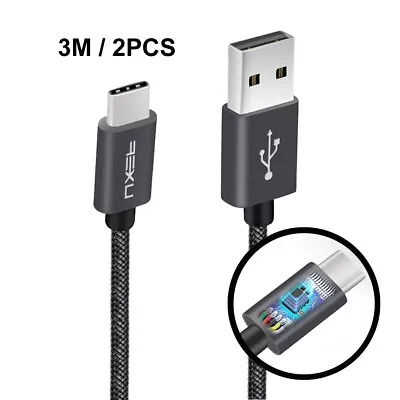 $18.99 • Buy 2pcs Nxet Date Charging Cable Type-C USB 3.0 Data Sync Fast Charger 3M Black