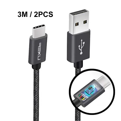 2pcs Nxet Date Charging Cable Type-C USB 3.0 Data Sync Fast Charger 3M Black • $18.99