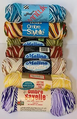 Lot Of 7 Vintage Striping Yarn MALINA SAYELLE Wintuk TG&Y Ombre Sayelle ORLON • $49.95