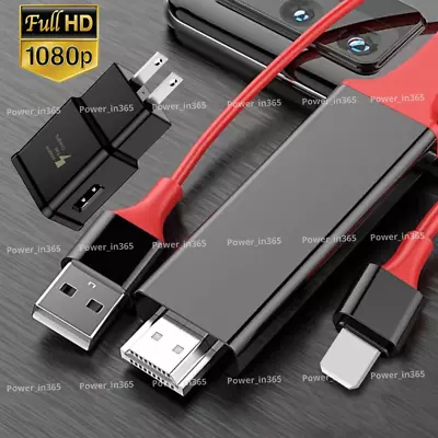 For IPhone 14 13 12 11 XR 8 7 6 HDMI Mirroring Cable Phone To AV TV HDTV Adapter • $11.45