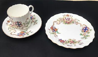 Antique  1897 Queen Victoria Longest Reign Pretty China Cup Saucer & Plate • £25
