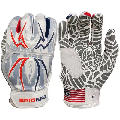 Spiderz 2022 Hybrid Baseball/Softball Batting Gloves - USA Platinum - Large • $34.99