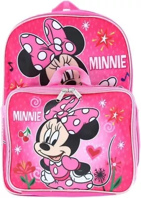 Disney Minnie Mouse Kid's 16 Inch Backpack With Removable Lunch Box Set School • £20.89