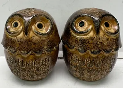 Large Owl With Wide Eyes Salt And Pepper Shakers Viking Drip Pottery • $23.99