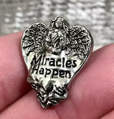 Miracles Happen Angel Lapel Hat Jacket Vest Shirt Collar Backpack Bag Pin • $5.99