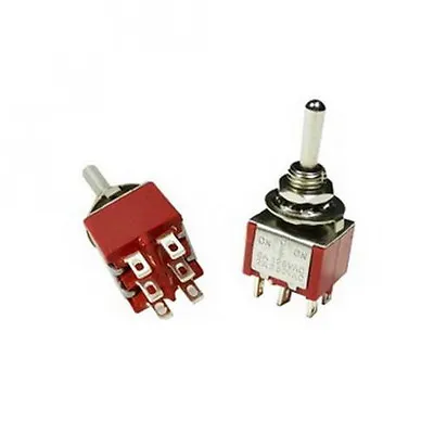 (1) DPDT Mini Toggle Switch ON-OFF-ON Solder Lug High Quality. USA SELLER! • $2.89