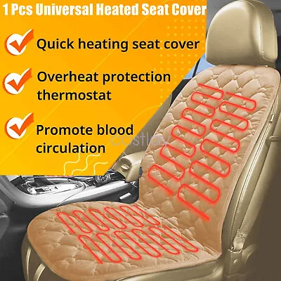 12V Universal Convenient Warmer Heated Seat Cover Heater Cushion W/ Switch Beige • $22.29