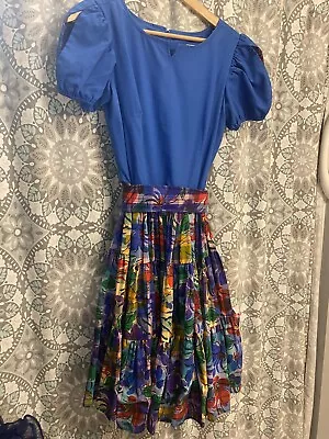 Vintage Square Dance Dress Company Dress With Full Ruffle Petticoat Size 10 2 Pc • $95