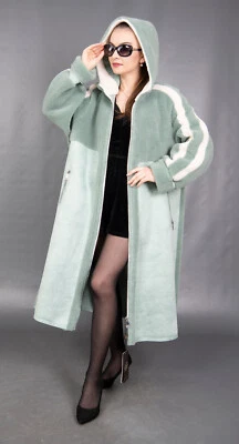 £117.39 • Buy 507 New Glamorous Sheepskin Coat Luxury Fur Jacket Hood Beautiful Look Size Xl